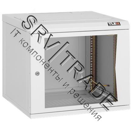 Настенный шкаф TLK 19", 9U, стеклянная дверь, Ш530хВ466хГ500мм, цельносварной, серый