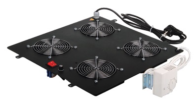 Вентиляторный модуль с 4 вентиляторами и управляемым термостатом для шкафов  Eco&Euro line, черный,