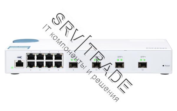 Коммутатор QNAP QSW-M408S 10 Gbps managed switch with 4 SFP + ports, 8 1 Gbps RJ-45 ports, bandwidth