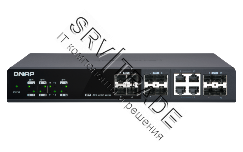 Коммутатор QNAP QSW-M1204-4C Managed 10 Gbps switch with 12 SFP + ports, 4 of which are combined wit