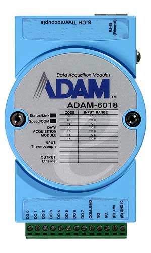 8-канальный модуль аналогового ввода сигналов с термопары, LAN, ADVANTECH ADAM-6018-BE