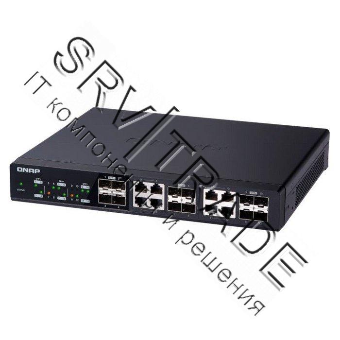 Коммутатор QNAP QSW-1208-8C 10GbE switch 12 ports (4x10G SFP+ ports +  8x10G combo ports (RJ-45 10Gb