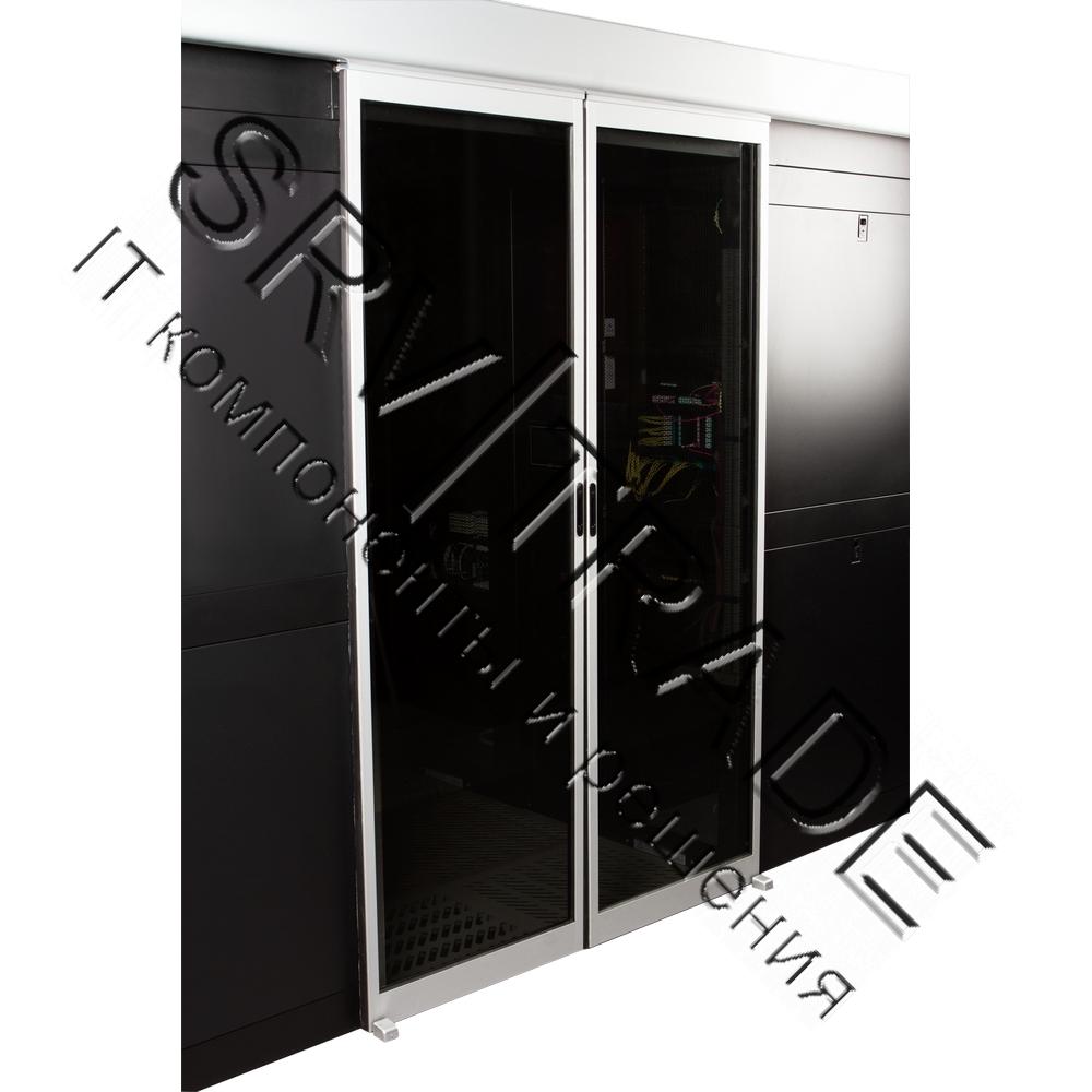Автоматические раздвижные двери коридора LAN-DC-SDRAL-48Ux12 1200мм для шкафов 48U, стекло, key-card