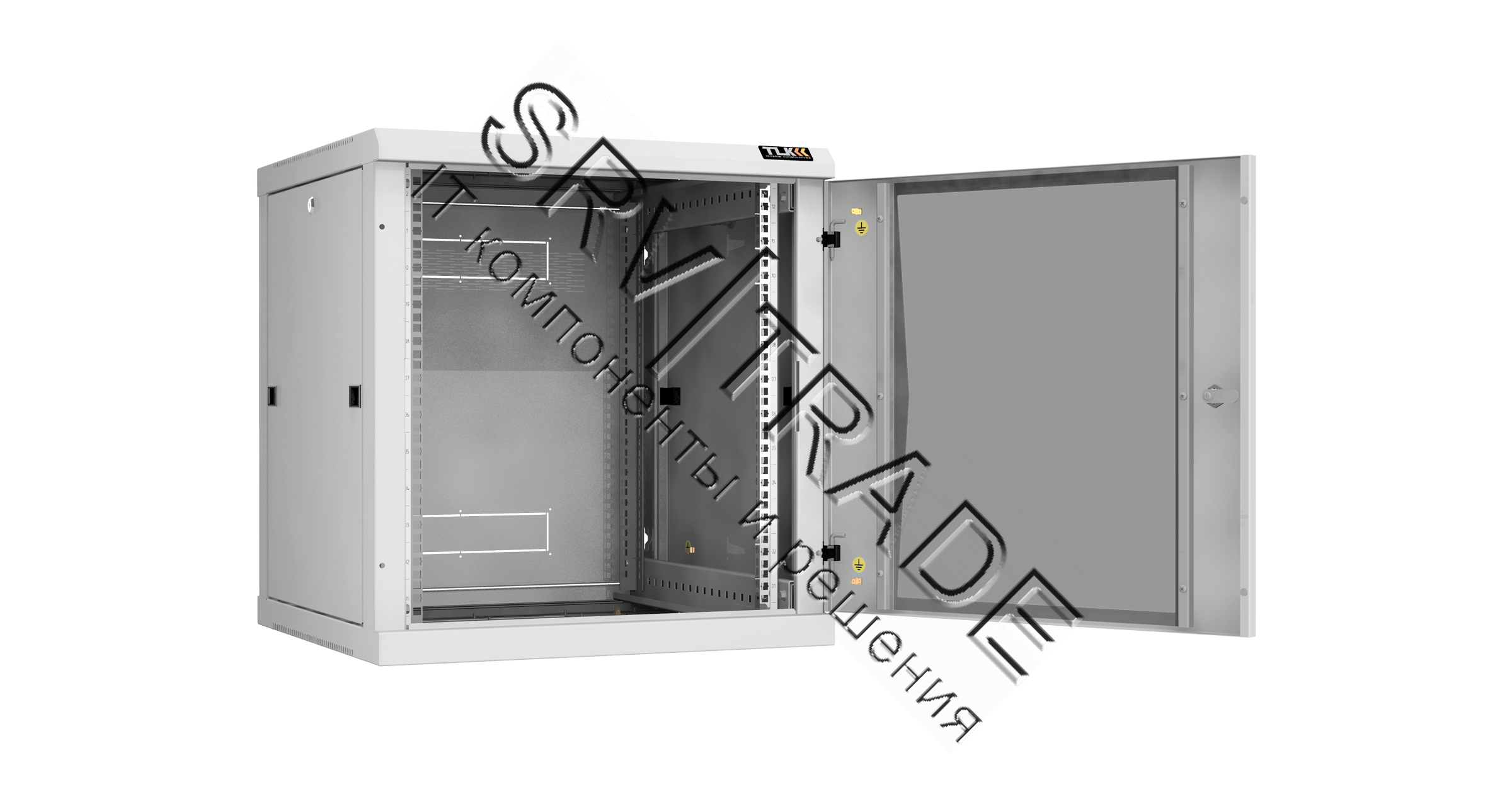 TLK Настенный разборный шкаф 19",  9U, стеклянная дверь, Ш600хВ503хГ600мм, 2 пары