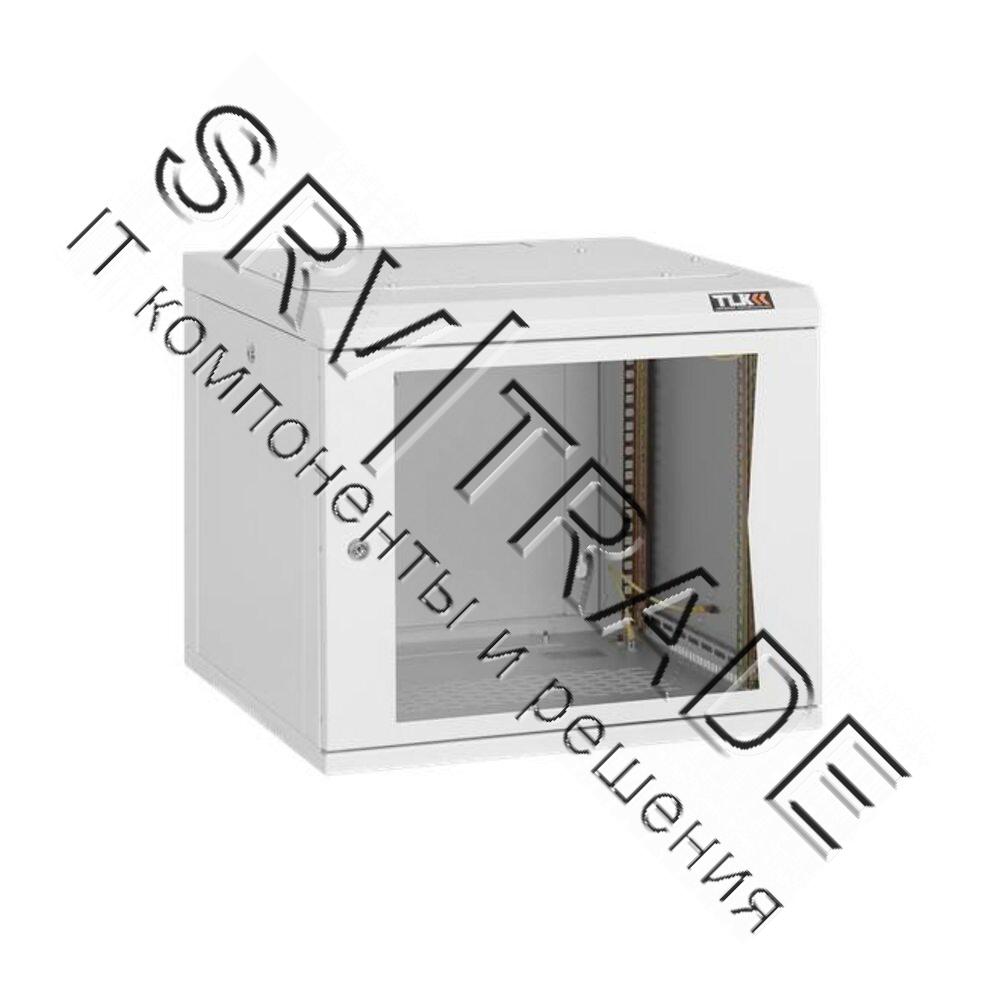 Настенный шкаф TLK 19", 15U, стеклянная дверь, Ш600хВ732хГ500мм, цельносварной, серый