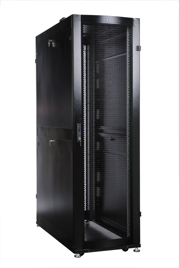 Шкаф серверный ПРОФ напольный 42U (600 × 1000) дверь перф., задние двойные перф., черный, в сборе ЦМ