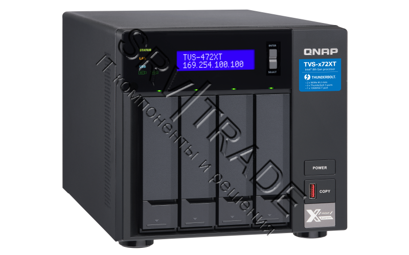 Сетевой накопитель SMB QNAP TVS-472XT-PT-4G 4-Bay NAS, Intel Pentium Gold G5400T 2-core 3.1 GHz proc