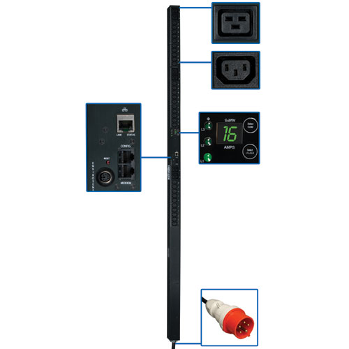 Блок распределения питания PDU3XVN10G16 Tripp Lite 3-фазный (400 В) контролируемый, 11кВА, 16A на фа