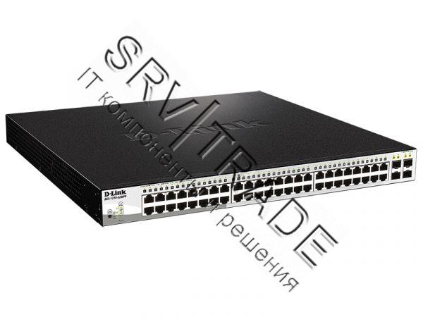 Коммутатор D-Link DGS-1210-52MPP/E1A, Gigabit Smart Switch with 48 10/100/1000Base-T PoE ports and 4