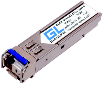 Модуль GIGALINK SFP, WDM, 1Гбит/c, одно волокно SM, SC, Tx:1550/Rx:1310 нм, 20дБ (до 40 км) (GL-31R)
