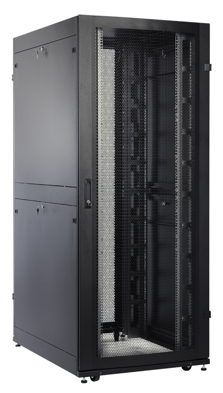 Шкаф серверный ПРОФ напольный 42U (800 × 1000) дверь перф., задние двойные перф., черный, в сборе ЦМ