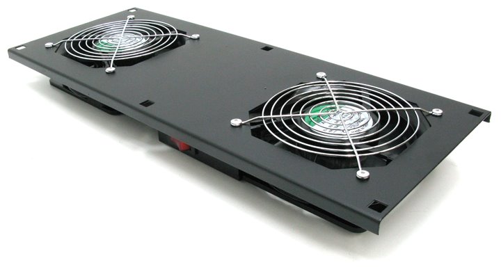 Вентиляторный модуль с 2 вентиляторами и цифровым управляемым термостатом для шкафов, черный, Estap,