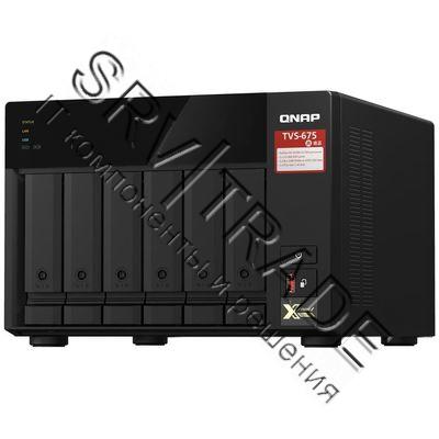 Сетевой RAID-накопитель Qnap TVS-675-8G, 6 отсеков 3,5"/2,5", 2 слота M.2 SATA / NVMe SSD, 2 порта 2
