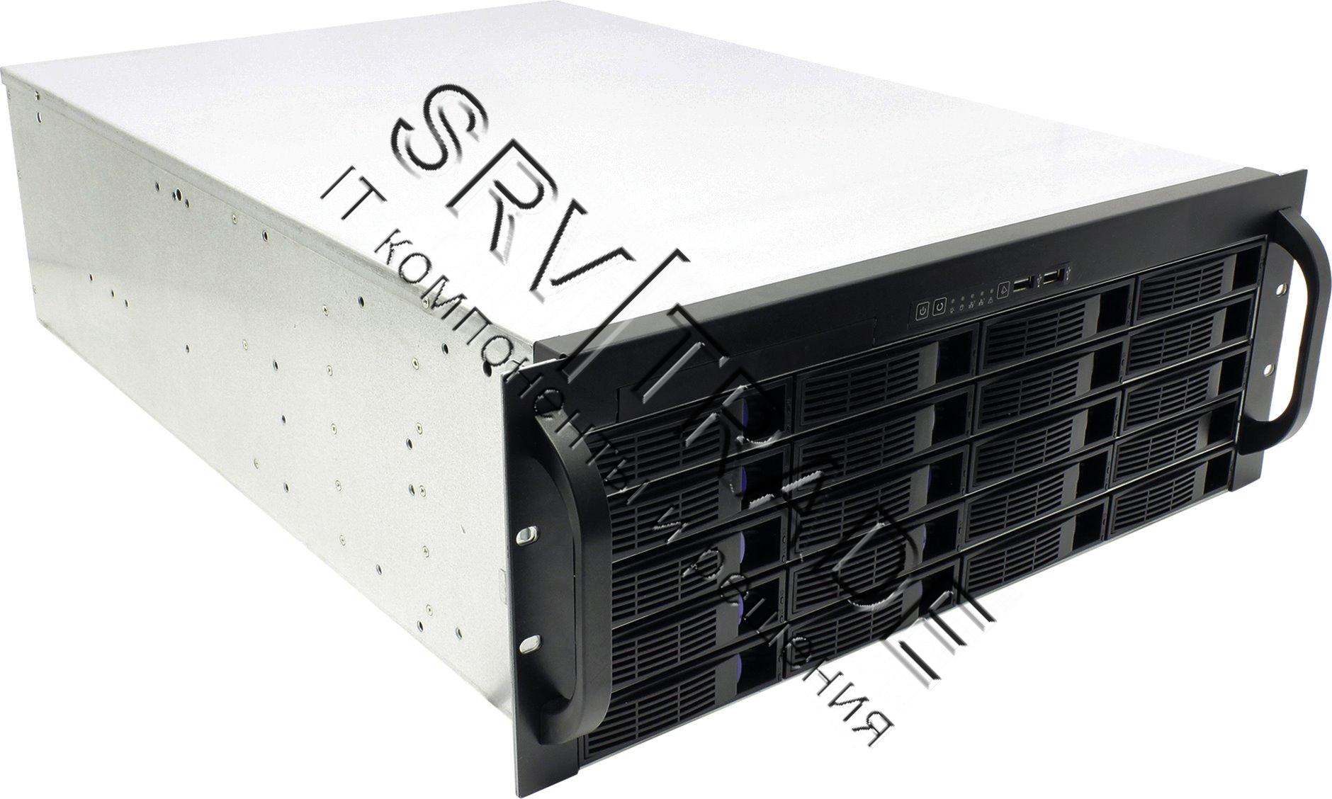 Корпус 4U Rack server case, черный, дверца, без блока питания, глубина 430мм, MB 12"x9.6"