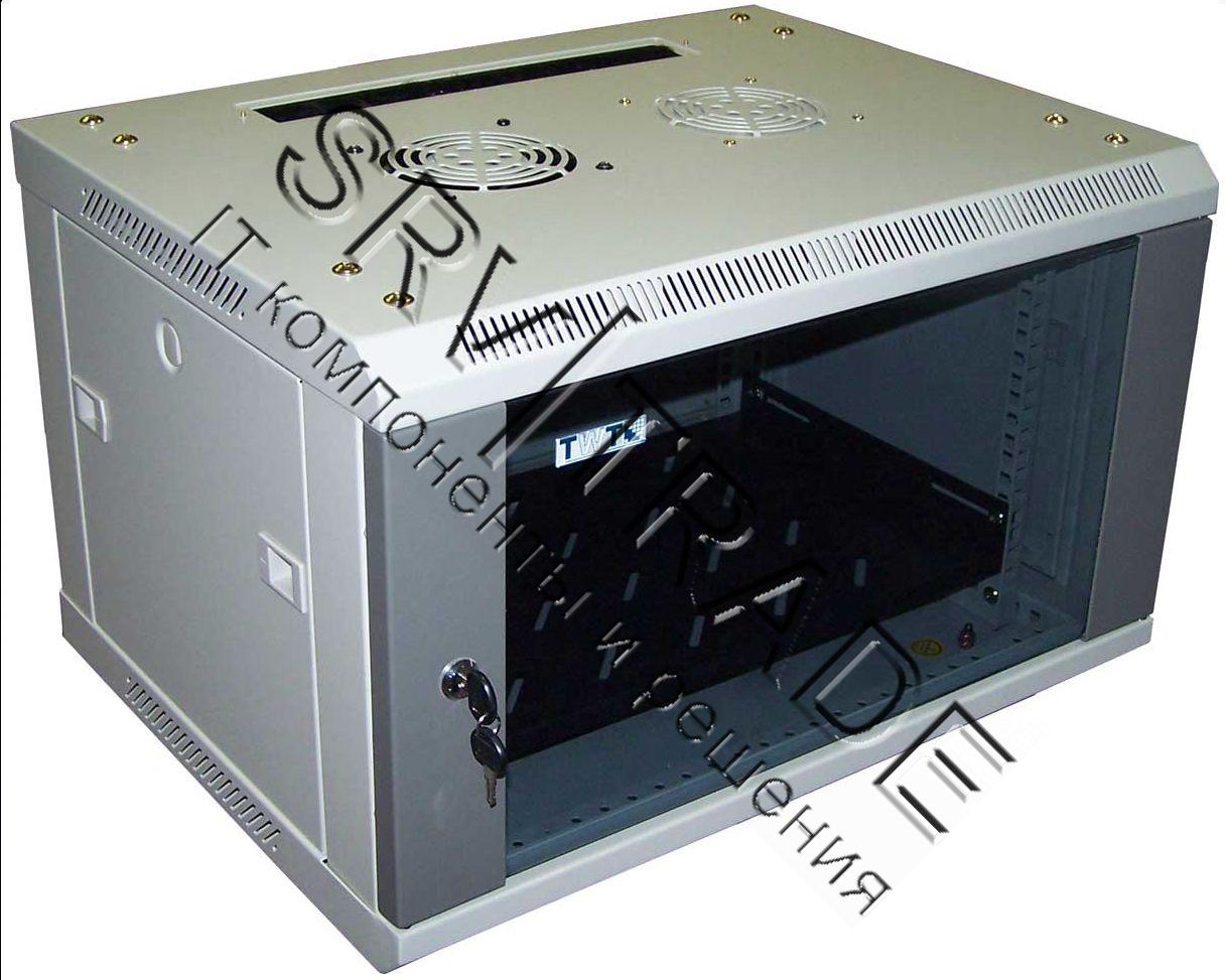 Шкаф TWT-CBWPG-15U-6x8-GY настенный серии Pro, 15U 600x800, стеклянная дверь