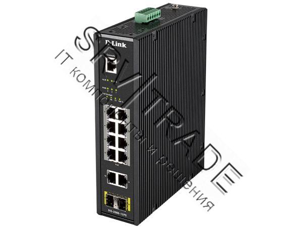 Коммутатор D-Link DIS-200G-12PS/A1A, L2 Managed Industrial Switch with 10 10/100/1000Base-T and 2 10