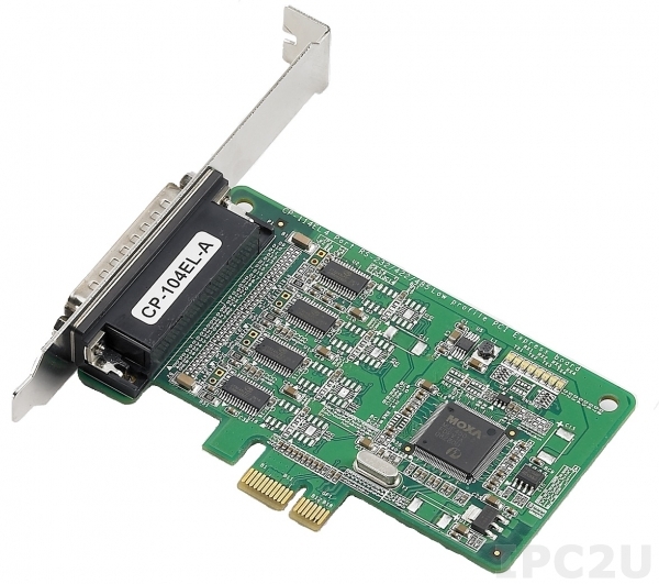 4-портовая низкопрофильная плата RS-232/422/485 для шины PCI Express, гальваническая изоляция 2кВ,