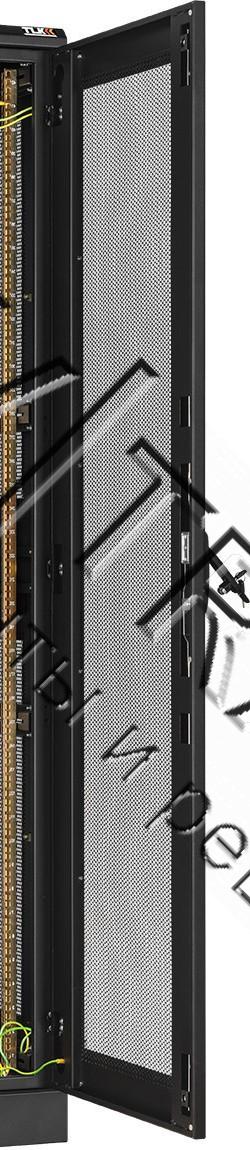 Дверь одностворчатая перфорированная на раме с замком и петлями для шкафа TLK TFA-4760-P-BK